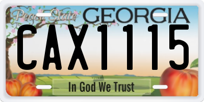 GA license plate CAX1115