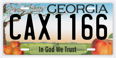 GA license plate CAX1166