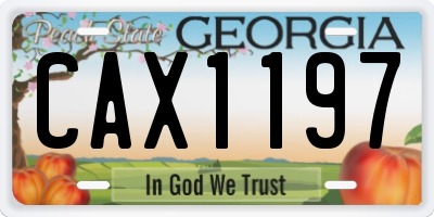 GA license plate CAX1197