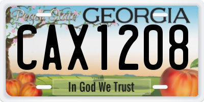 GA license plate CAX1208