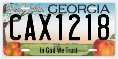 GA license plate CAX1218