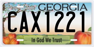 GA license plate CAX1221