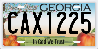 GA license plate CAX1225