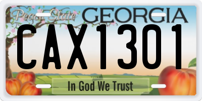 GA license plate CAX1301