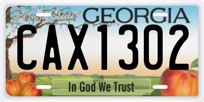 GA license plate CAX1302