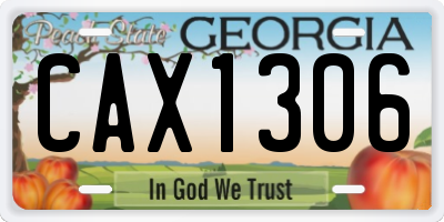 GA license plate CAX1306