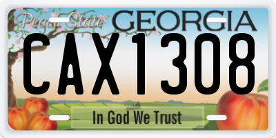 GA license plate CAX1308