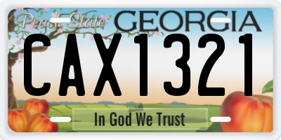 GA license plate CAX1321