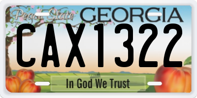GA license plate CAX1322