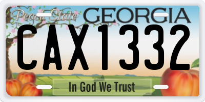 GA license plate CAX1332