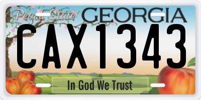GA license plate CAX1343