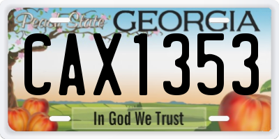 GA license plate CAX1353