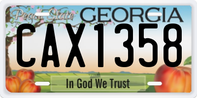 GA license plate CAX1358