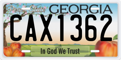 GA license plate CAX1362