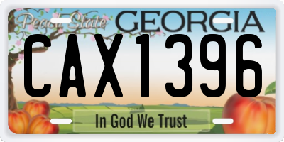 GA license plate CAX1396