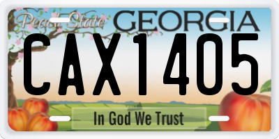 GA license plate CAX1405