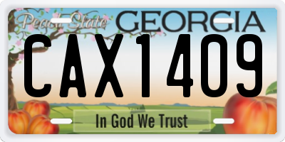 GA license plate CAX1409