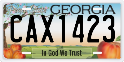 GA license plate CAX1423