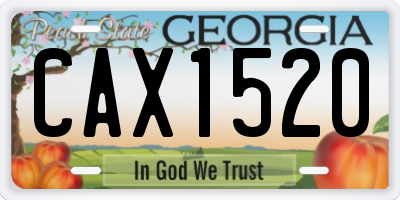 GA license plate CAX1520