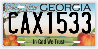 GA license plate CAX1533