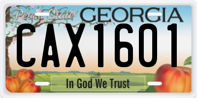 GA license plate CAX1601