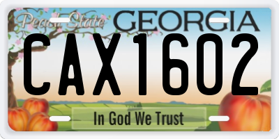 GA license plate CAX1602