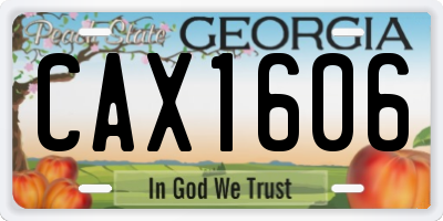 GA license plate CAX1606
