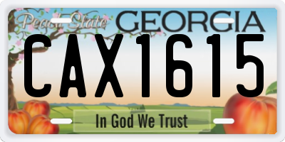 GA license plate CAX1615