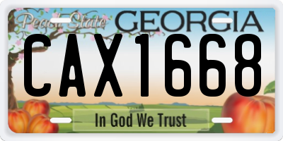 GA license plate CAX1668