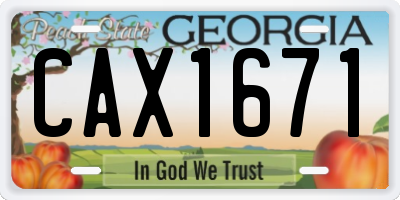 GA license plate CAX1671