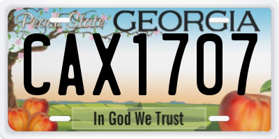 GA license plate CAX1707