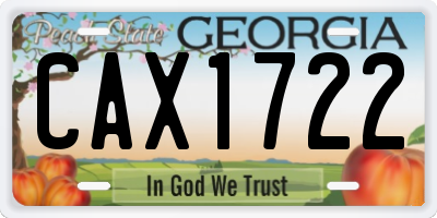 GA license plate CAX1722