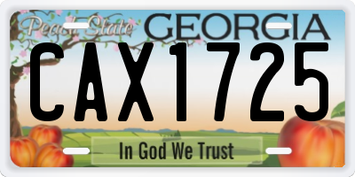 GA license plate CAX1725