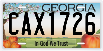 GA license plate CAX1726