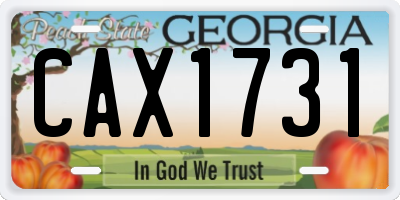 GA license plate CAX1731