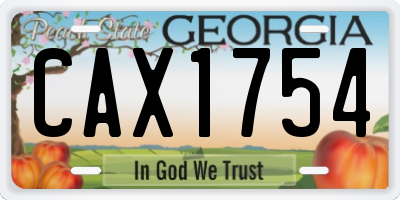 GA license plate CAX1754