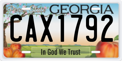 GA license plate CAX1792