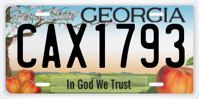 GA license plate CAX1793