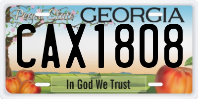 GA license plate CAX1808