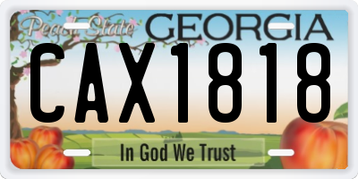 GA license plate CAX1818