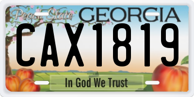 GA license plate CAX1819