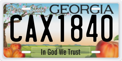 GA license plate CAX1840