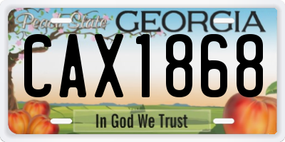 GA license plate CAX1868