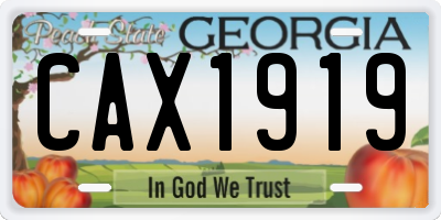 GA license plate CAX1919