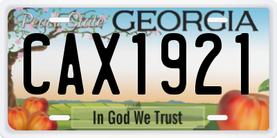 GA license plate CAX1921