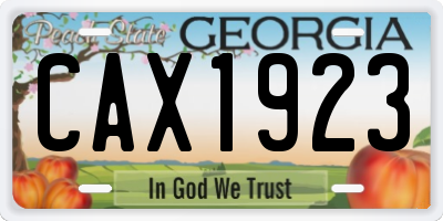 GA license plate CAX1923