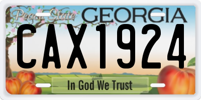 GA license plate CAX1924