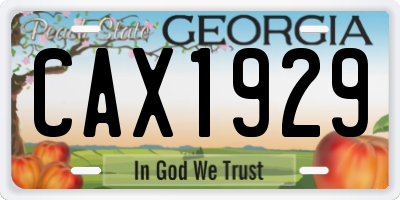 GA license plate CAX1929