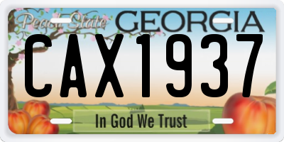 GA license plate CAX1937