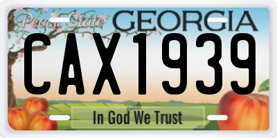GA license plate CAX1939